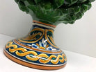 Pigna Ceramica Caltagirone cm H.35 Artigianale Verde Prato Base Decorata DD CERAMICHE SICILIANE