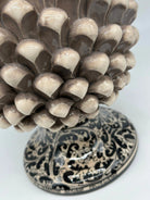 Pigna Ceramica Caltagirone cm H.40 Artigianale Beige con Base Decorata Nero DD CERAMICHE SICILIANE