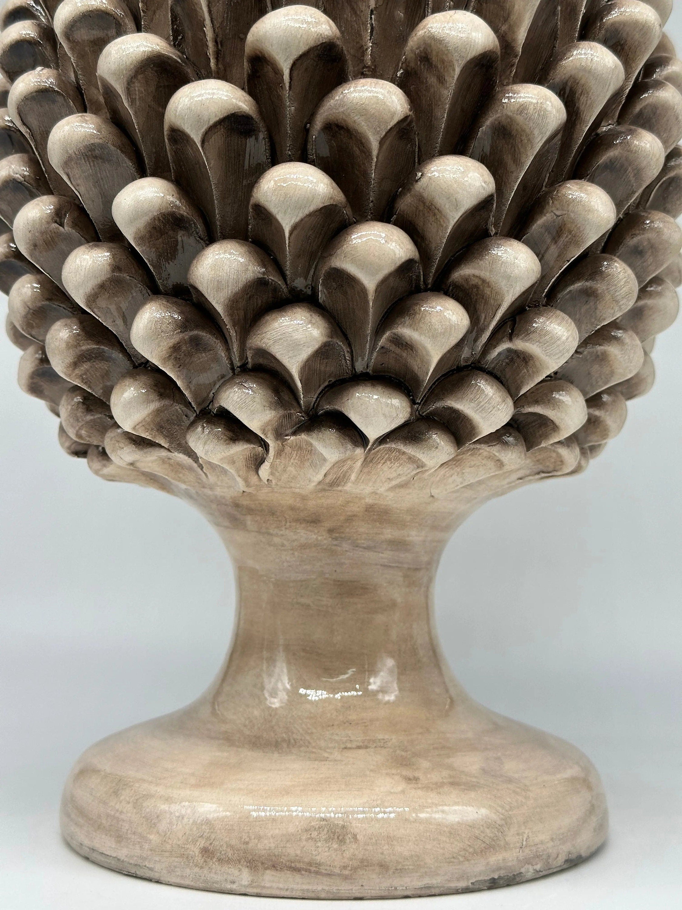 Pigna Ceramica Caltagirone cm H.40 Artigianale Beige Écru DD CERAMICHE SICILIANE