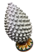 Pigna Ceramica Caltagirone cm H.40 Artigianale Bianco con Base Decorata - DD CERAMICHE SICILIANE