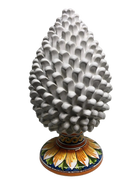 Pigna Ceramica Caltagirone cm H.40 Artigianale Bianco con Base Decorata - DD CERAMICHE SICILIANE