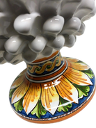 Pigna Ceramica Caltagirone cm H.40 Artigianale Bianco con Base Decorata - DD CERAMICHE SICILIANE