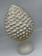 Pigna Ceramica Caltagirone cm H.40 Artigianale Bianco Oro Linea Luis DD CERAMICHE SICILIANE