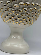 Pigna Ceramica Caltagirone cm H.40 Artigianale Bianco Oro Linea Luis DD CERAMICHE SICILIANE