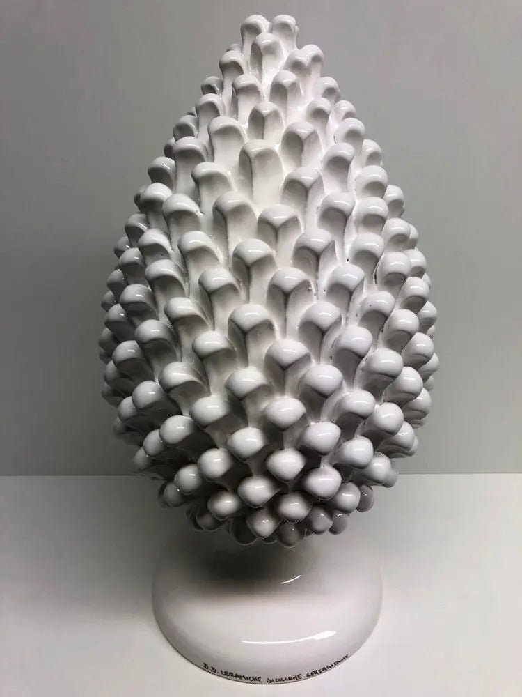 Pigna Ceramica Caltagirone cm H.40 Artigianale Bianco DD CERAMICHE SICILIANE