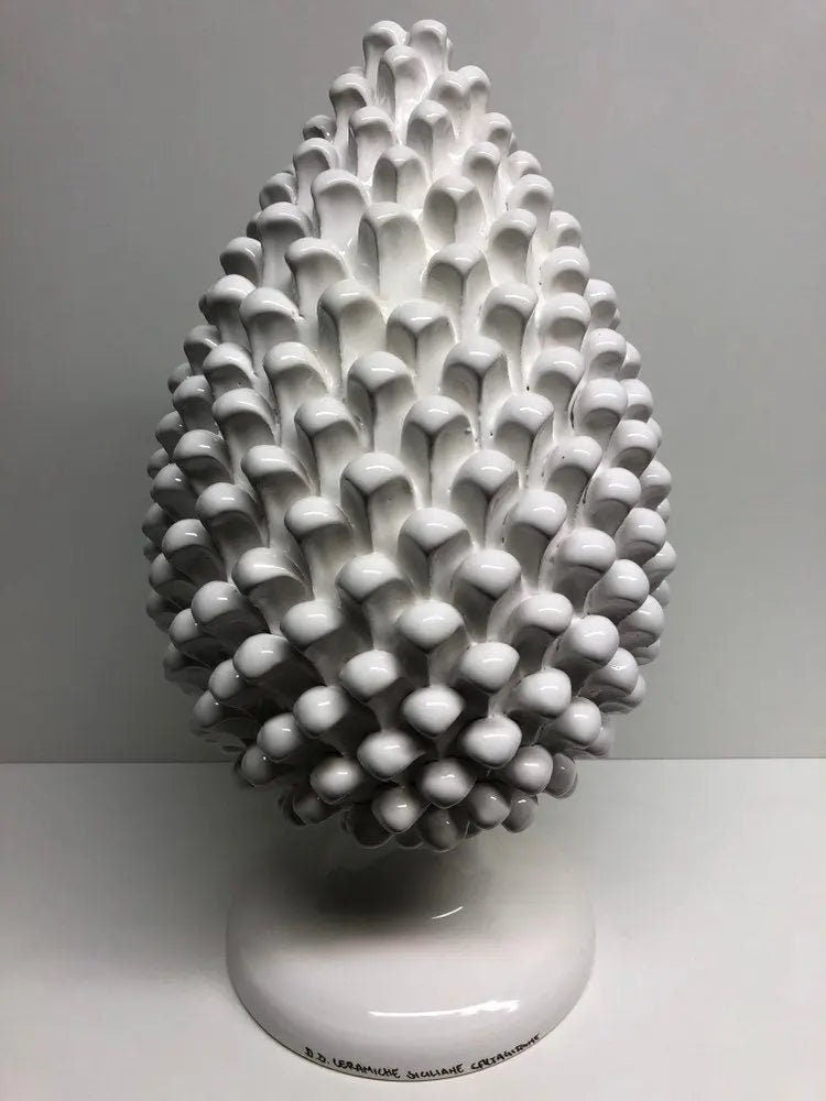 Pigna Ceramica Caltagirone cm H.40 Artigianale Bianco DD CERAMICHE SICILIANE