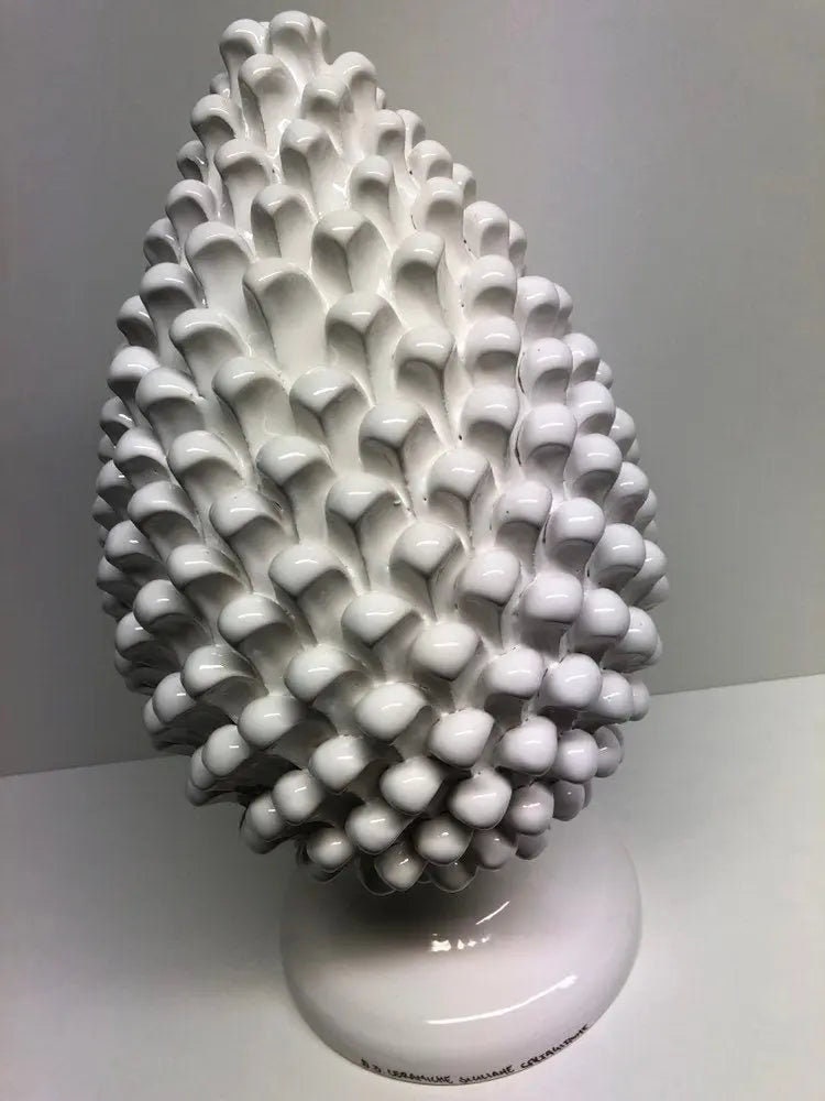 Pigna Ceramica Caltagirone cm H.40 Artigianale Bianco DD CERAMICHE SICILIANE