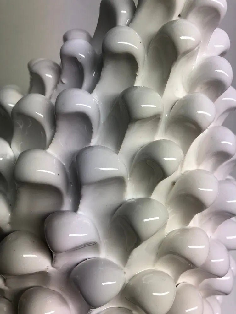 Pigna Ceramica Caltagirone cm H.40 Artigianale Bianco DD CERAMICHE SICILIANE