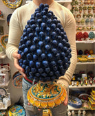 Pigna Ceramica Caltagirone cm H.40 Artigianale Blu Base Decorata DD CERAMICHE SICILIANE