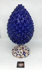 Pigna Ceramica Caltagirone cm H.40 Artigianale Blu Notte Base Decorata DD CERAMICHE SICILIANE