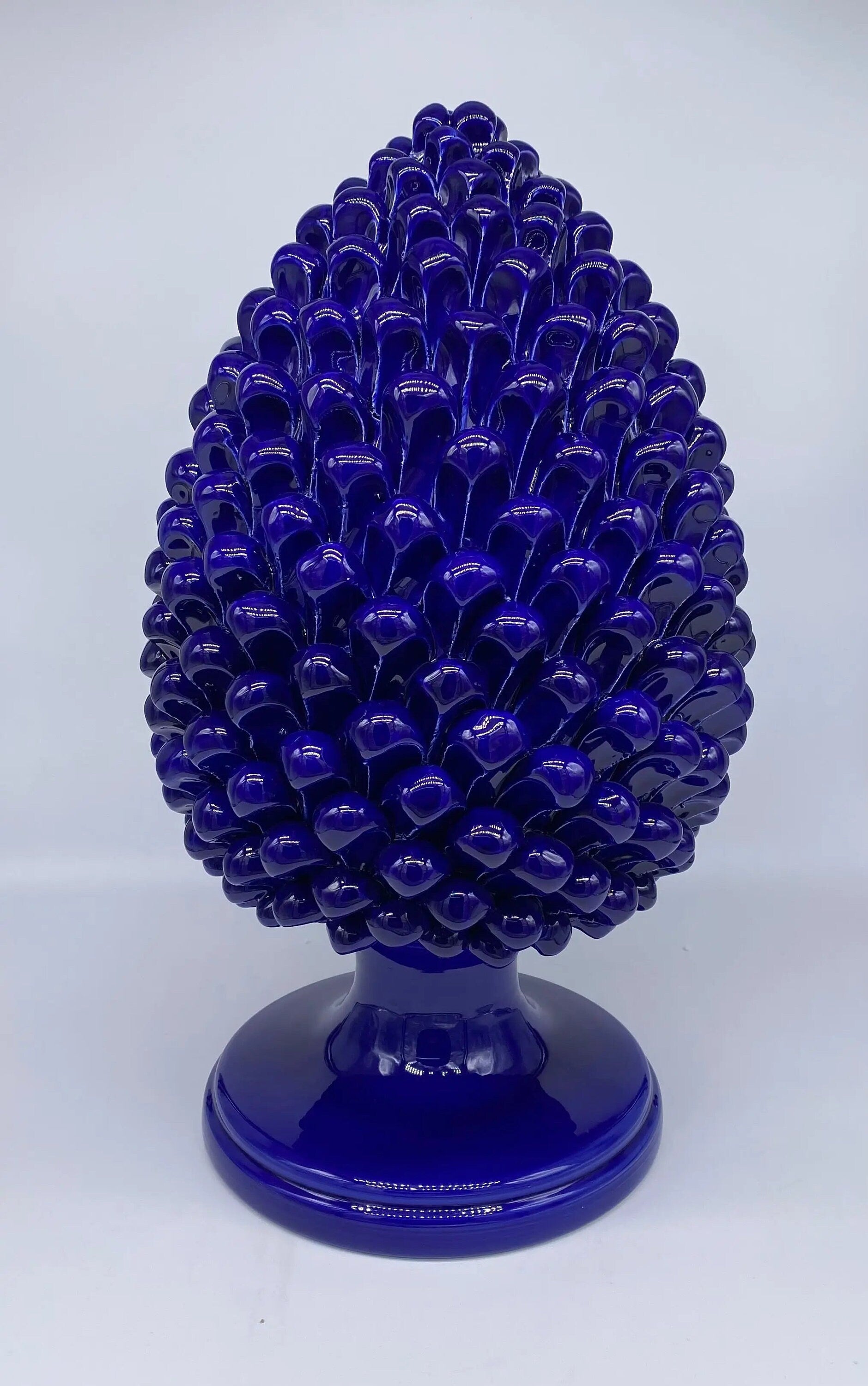 Pigna Ceramica Caltagirone cm H.40 Artigianale Blu DD CERAMICHE SICILIANE