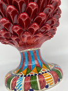 Pigna Ceramica Caltagirone cm H.40 Artigianale Bordeaux Base Decorata 2021 DD CERAMICHE SICILIANE