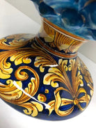 Pigna Ceramica Caltagirone cm H.40 Artigianale Celeste Base Decorata DD CERAMICHE SICILIANE