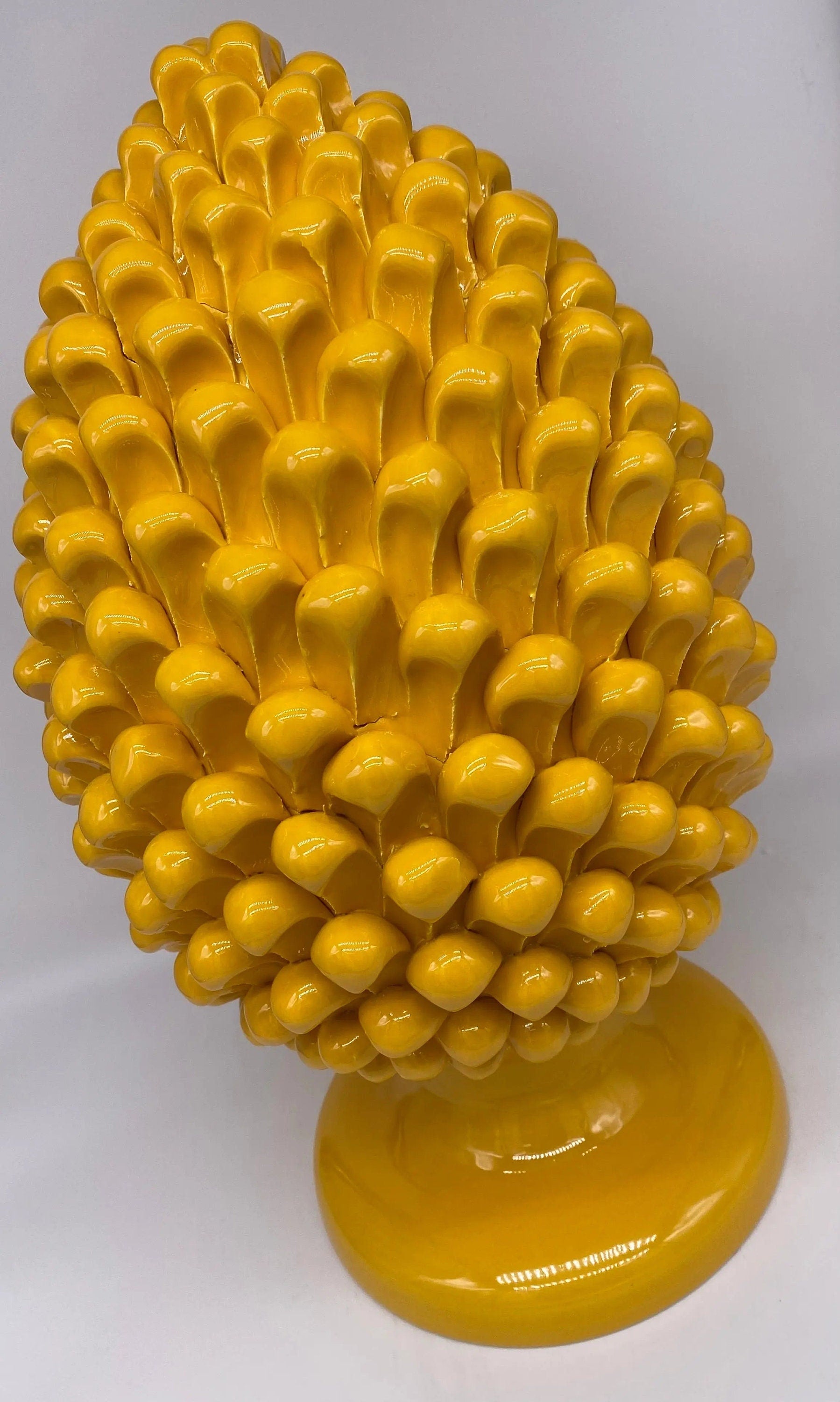 Pigna Ceramica Caltagirone cm H.40 Artigianale Giallo DD CERAMICHE SICILIANE