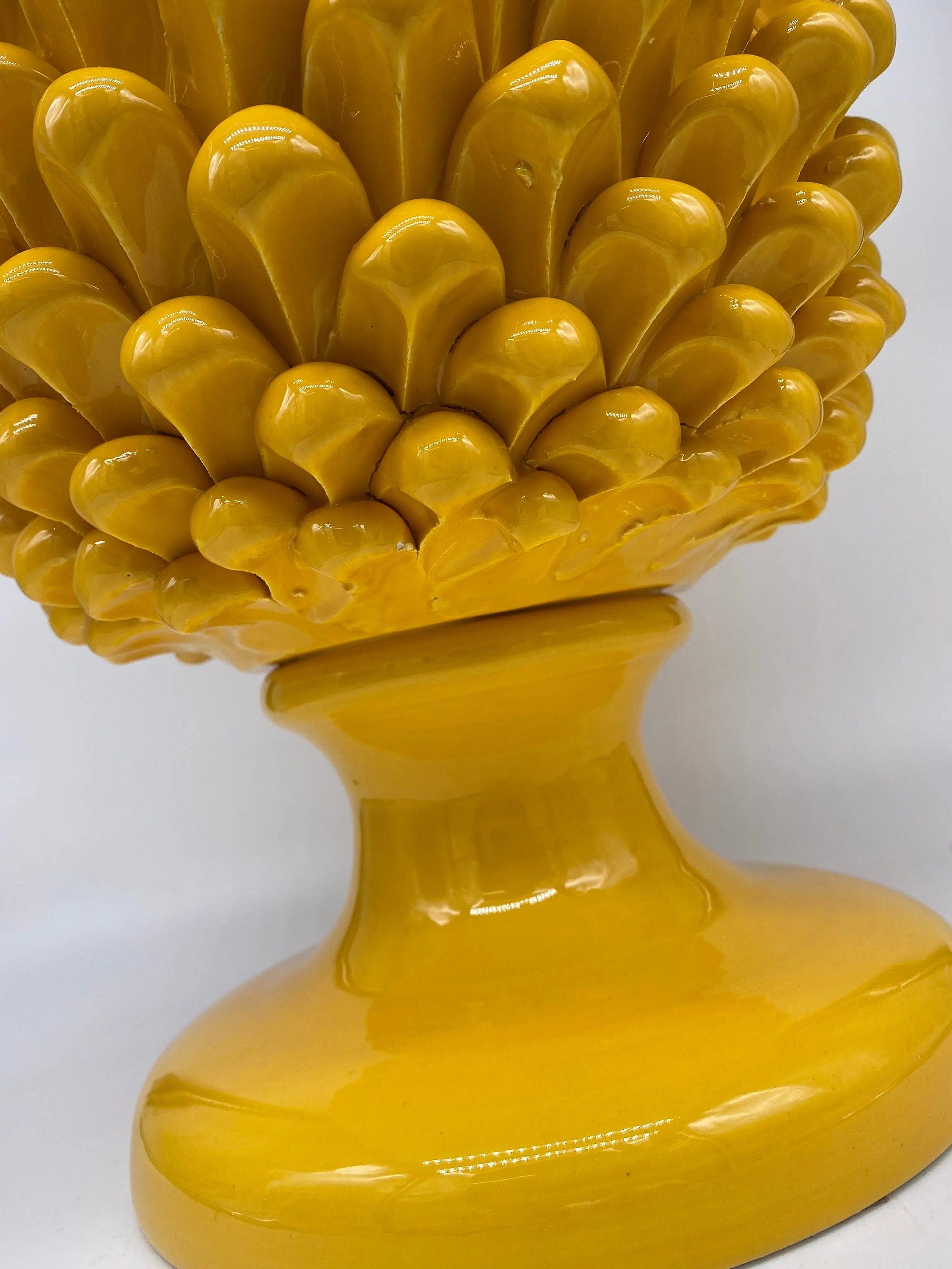 Pigna Ceramica Caltagirone cm H.40 Artigianale Giallo DD CERAMICHE SICILIANE