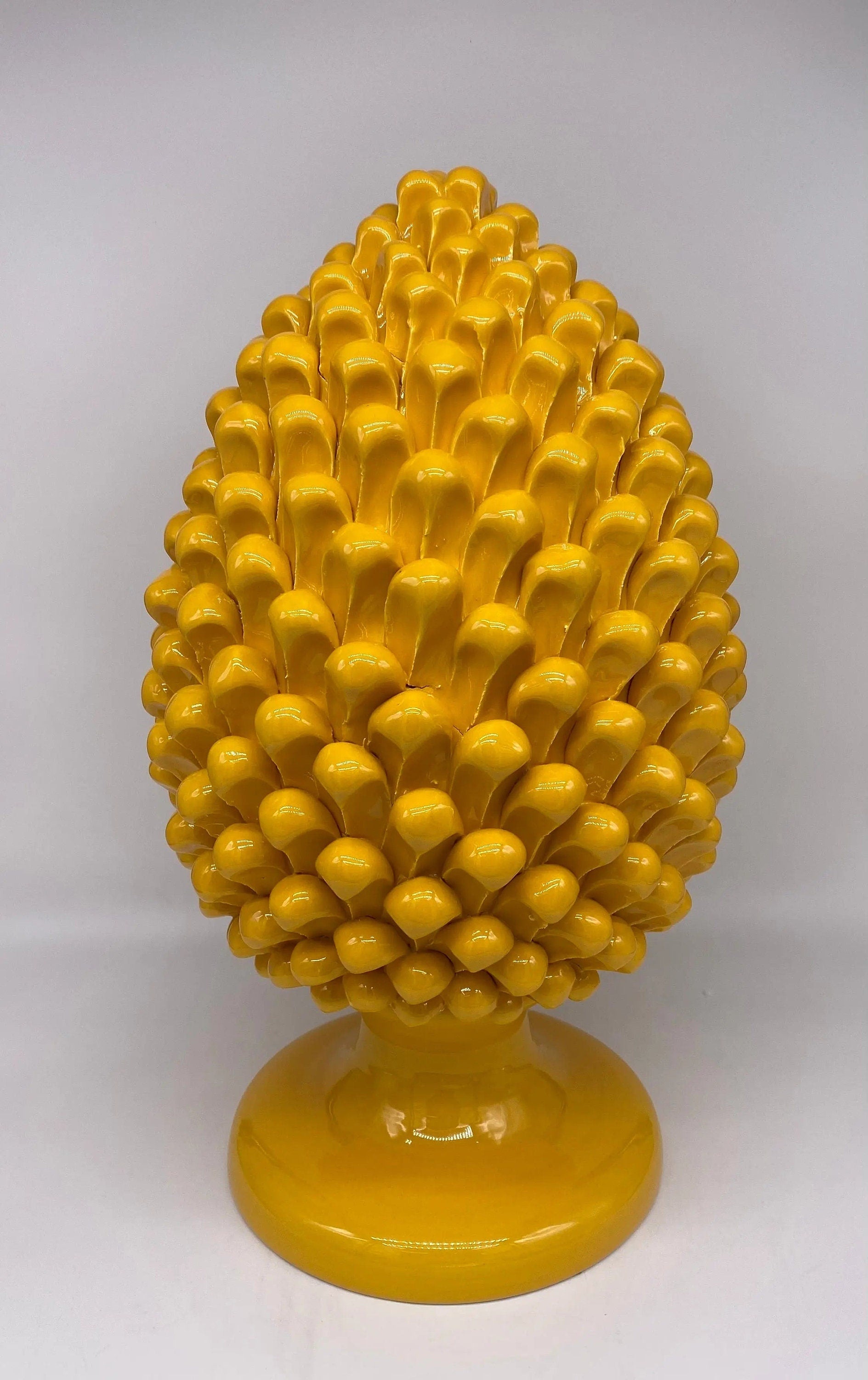 Pigna Ceramica Caltagirone cm H.40 Artigianale Giallo DD CERAMICHE SICILIANE