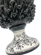 Pigna Ceramica Caltagirone cm H.40 Artigianale Nero Base Decorata - DD CERAMICHE SICILIANE
