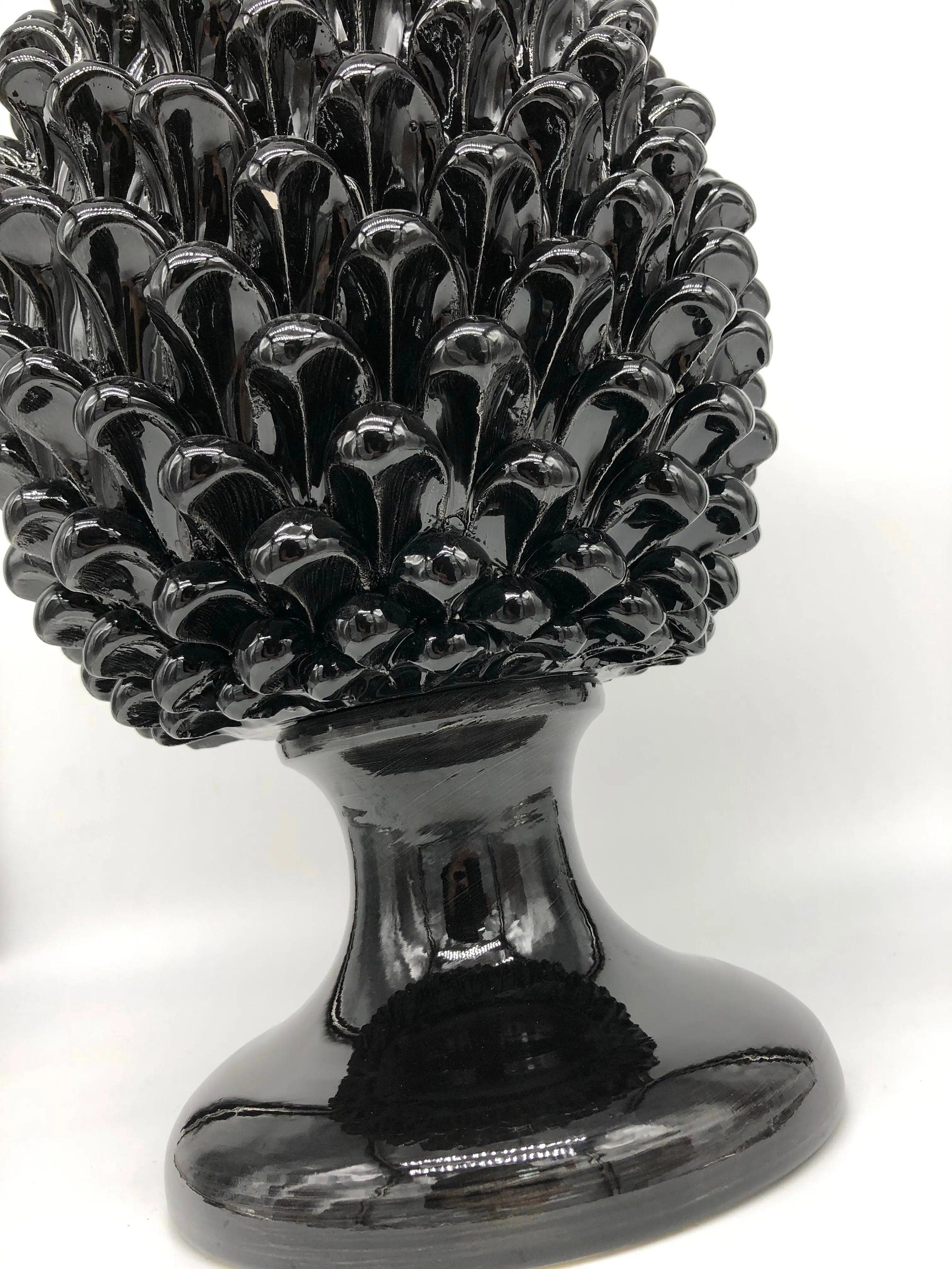 Pigna Ceramica Caltagirone cm H.40 Artigianale Nero DD CERAMICHE SICILIANE