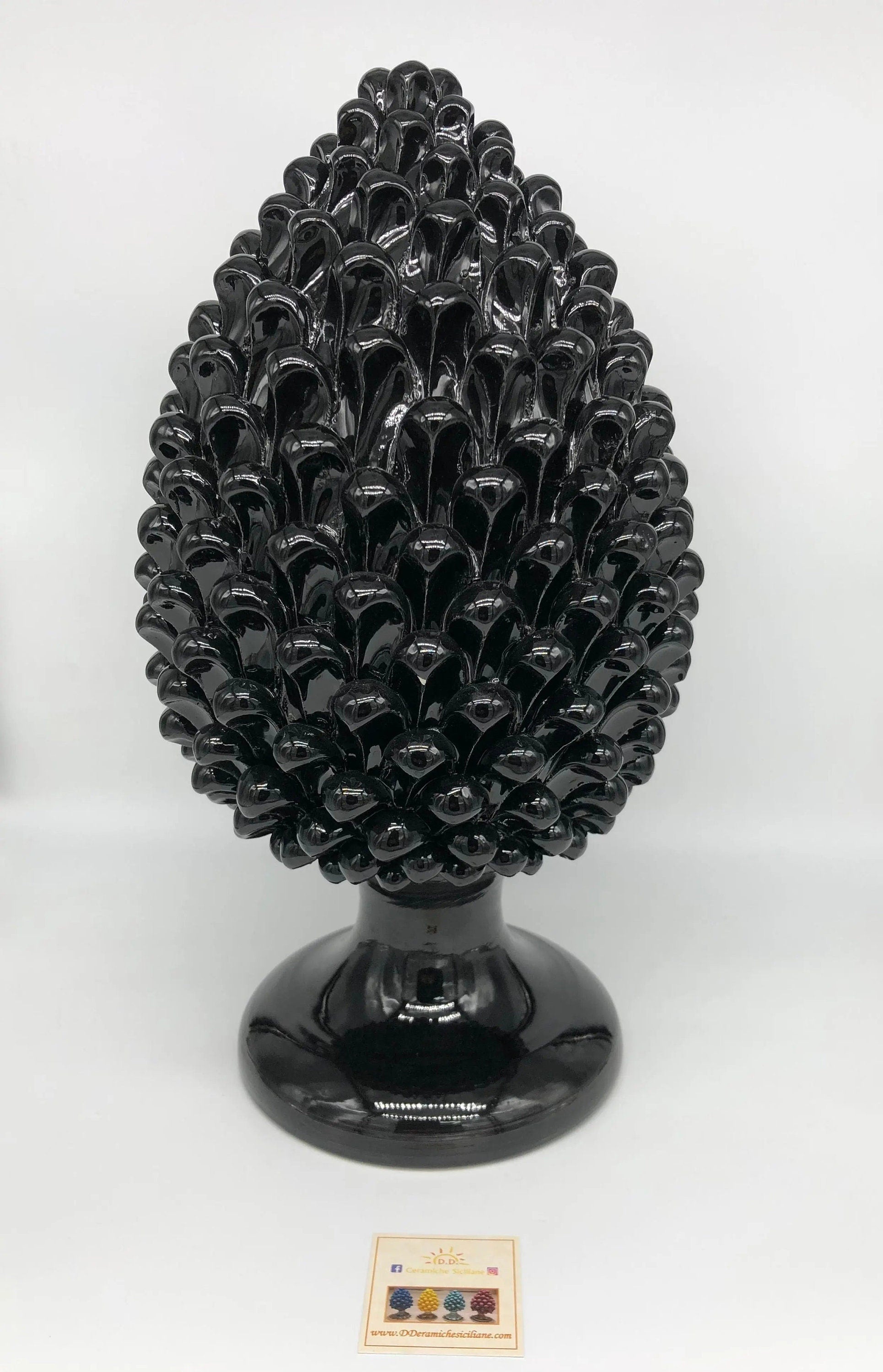 Pigna Ceramica Caltagirone cm H.40 Artigianale Nero DD CERAMICHE SICILIANE