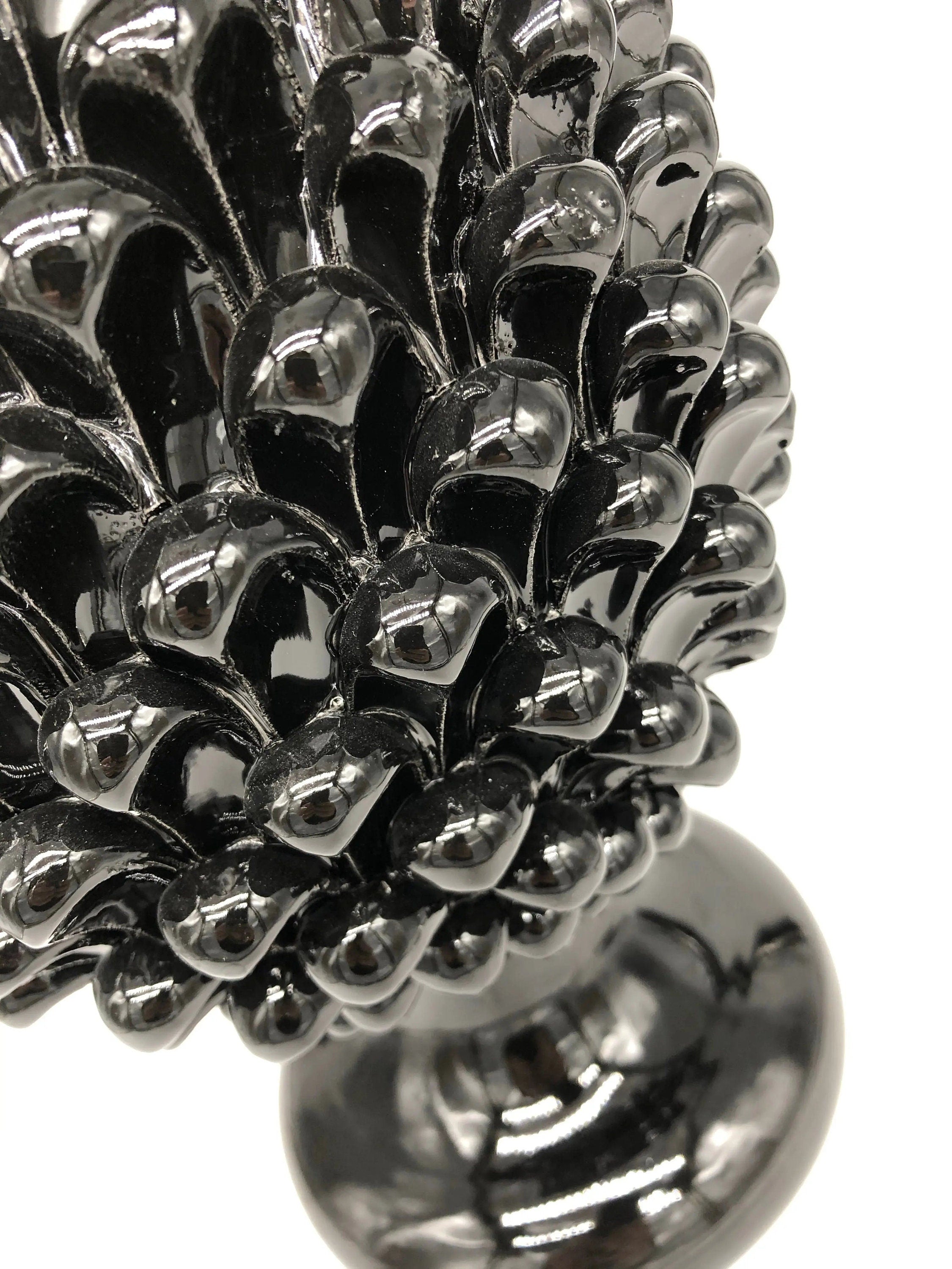 Pigna Ceramica Caltagirone cm H.40 Artigianale Nero DD CERAMICHE SICILIANE