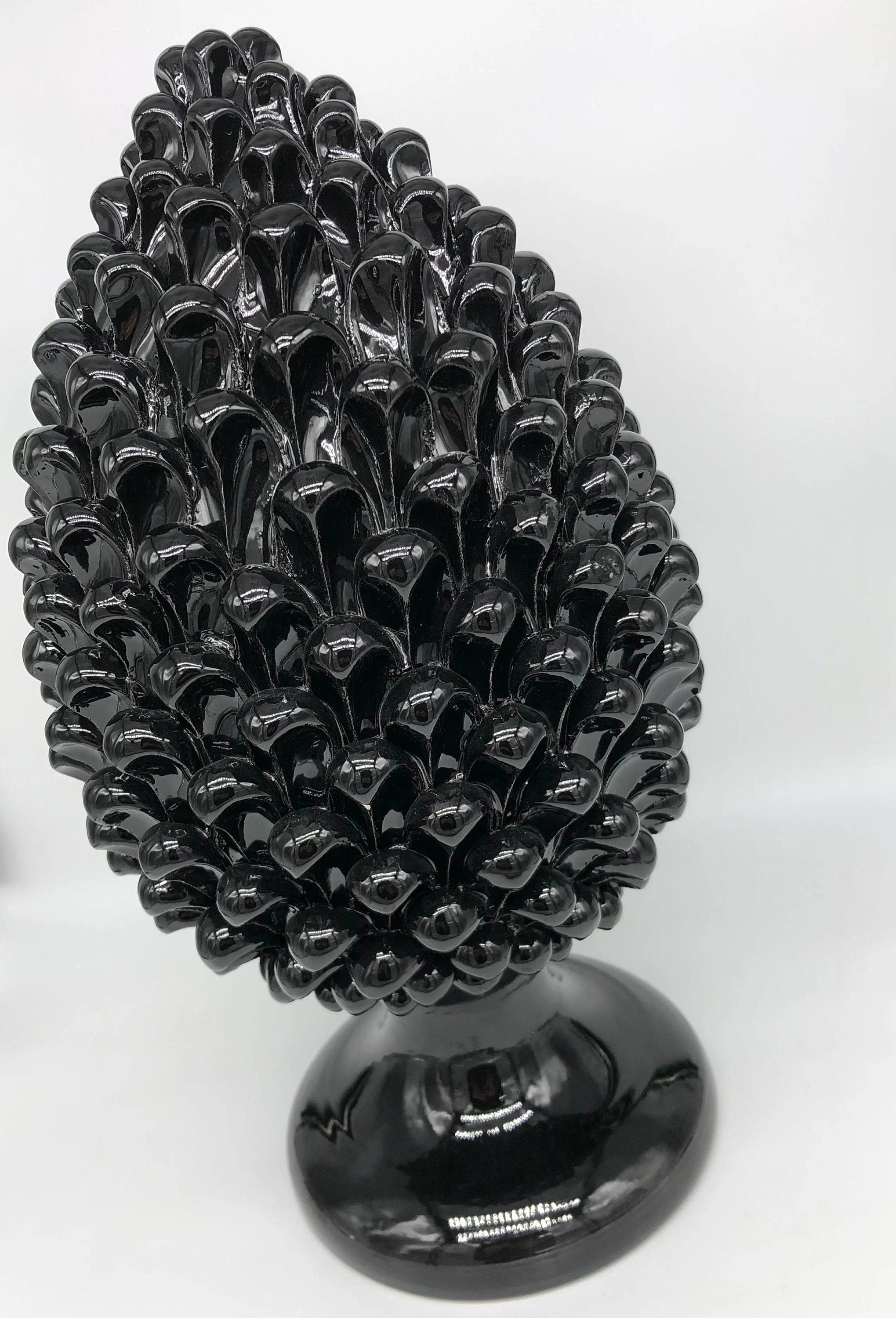 Pigna Ceramica Caltagirone cm H.40 Artigianale Nero DD CERAMICHE SICILIANE