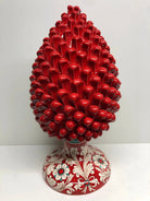 Pigna Ceramica Caltagirone cm H.40 Artigianale Rosso Base Decorata DD CERAMICHE SICILIANE