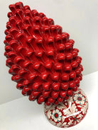 Pigna Ceramica Caltagirone cm H.40 Artigianale Rosso Base Decorata DD CERAMICHE SICILIANE