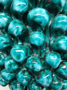 Pigna Ceramica Caltagirone cm H.40 Artigianale Verde Acqua Base Decorata Fiori DD CERAMICHE SICILIANE