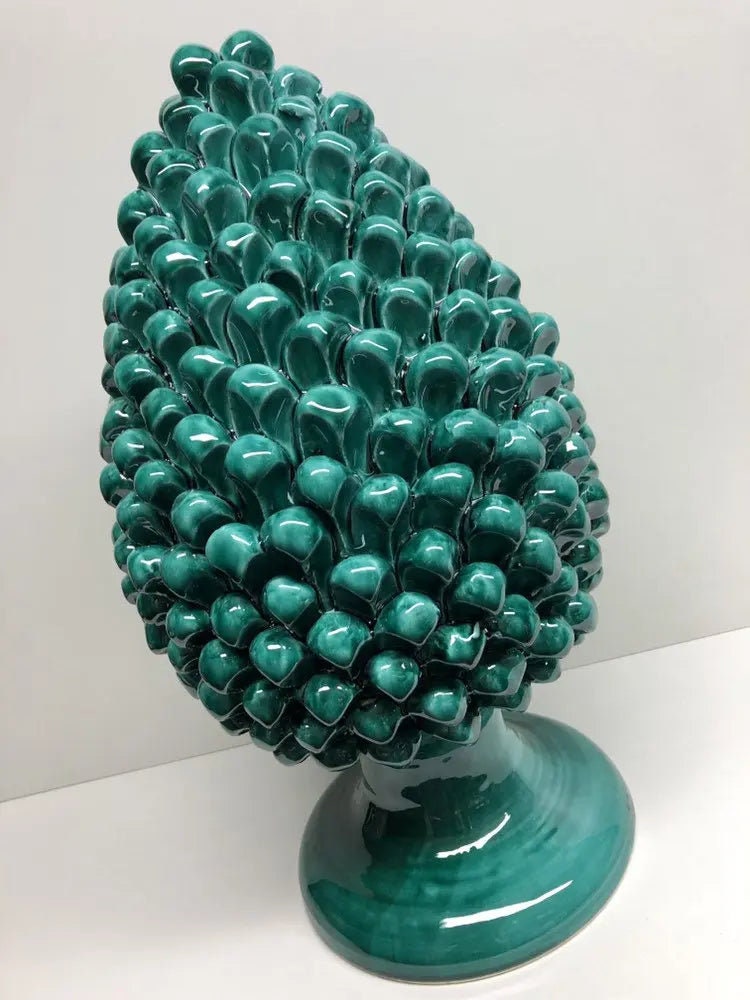 Pigna Ceramica Caltagirone cm H.40 Artigianale Verde Cristallo DD CERAMICHE SICILIANE