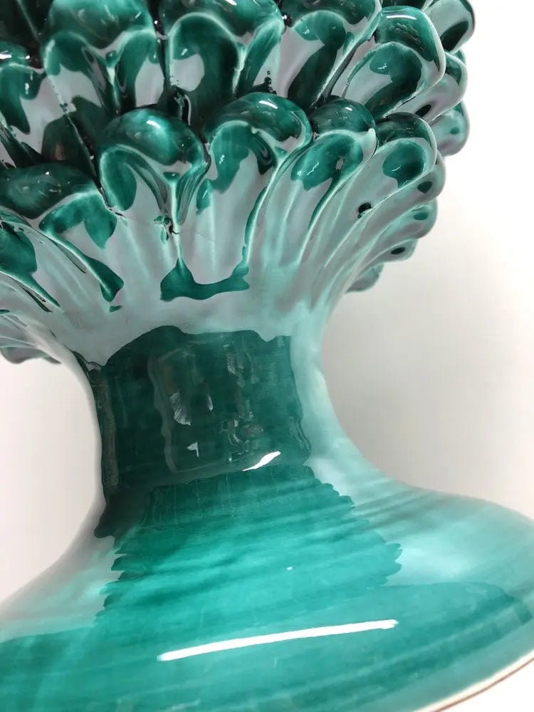 Pigna Ceramica Caltagirone cm H.40 Artigianale Verde Cristallo DD CERAMICHE SICILIANE