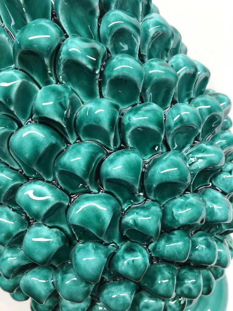 Pigna Ceramica Caltagirone cm H.40 Artigianale Verde Cristallo DD CERAMICHE SICILIANE