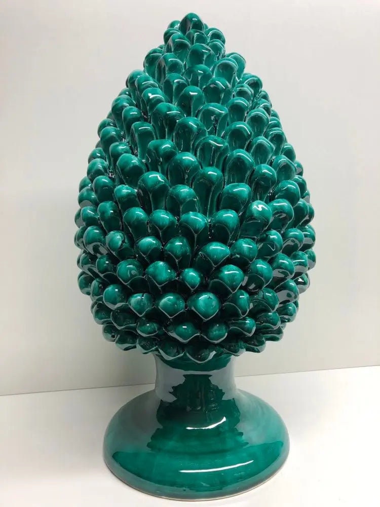 Pigna Ceramica Caltagirone cm H.40 Artigianale Verde Cristallo DD CERAMICHE SICILIANE