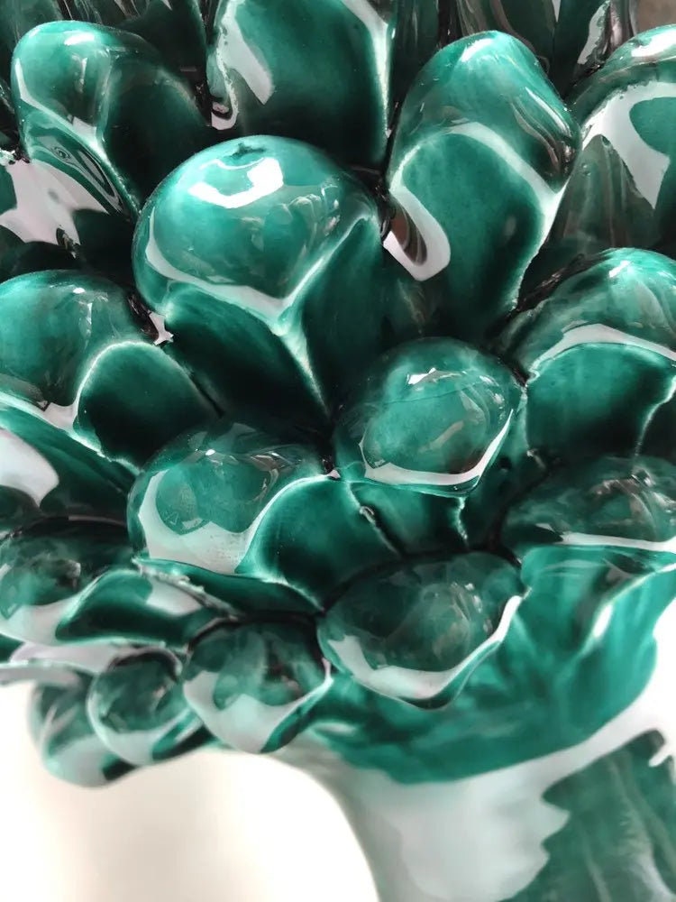 Pigna Ceramica Caltagirone cm H.40 Artigianale Verde Cristallo DD CERAMICHE SICILIANE