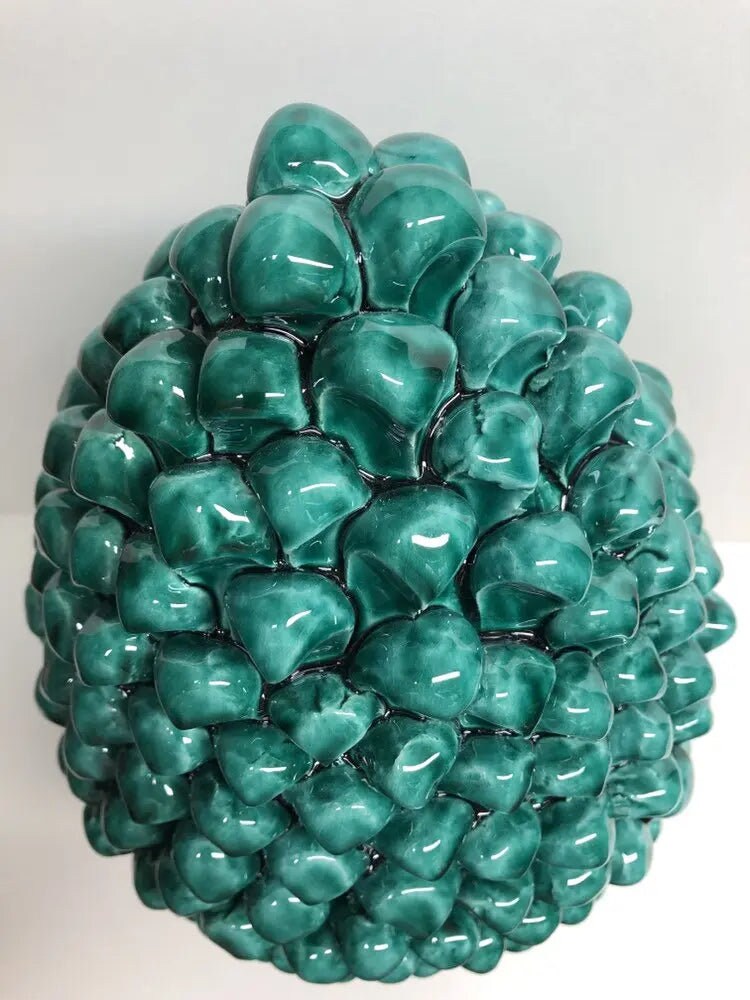 Pigna Ceramica Caltagirone cm H.40 Artigianale Verde Cristallo DD CERAMICHE SICILIANE