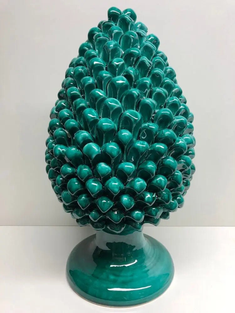 Pigna Ceramica Caltagirone cm H.40 Artigianale Verde Cristallo DD CERAMICHE SICILIANE