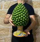 Pigna Ceramica Caltagirone cm H.40 Artigianale Verde Prato Base Decorata DD CERAMICHE SICILIANE