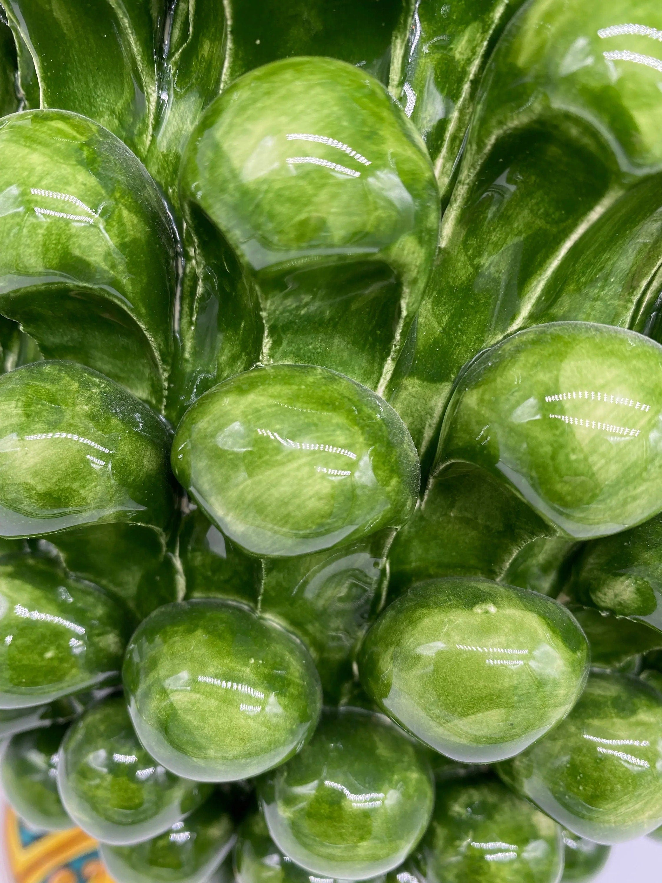 Pigna Ceramica Caltagirone cm H.40 Artigianale Verde Prato Base Decorata DD CERAMICHE SICILIANE