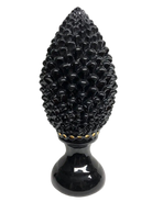 Pigna Ceramica Caltagirone cm H.45 Artigianale Nero dettagli Oro Linea Luis DD CERAMICHE SICILIANE
