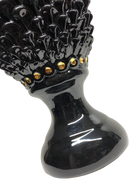 Pigna Ceramica Caltagirone cm H.45 Artigianale Nero dettagli Oro Linea Luis DD CERAMICHE SICILIANE