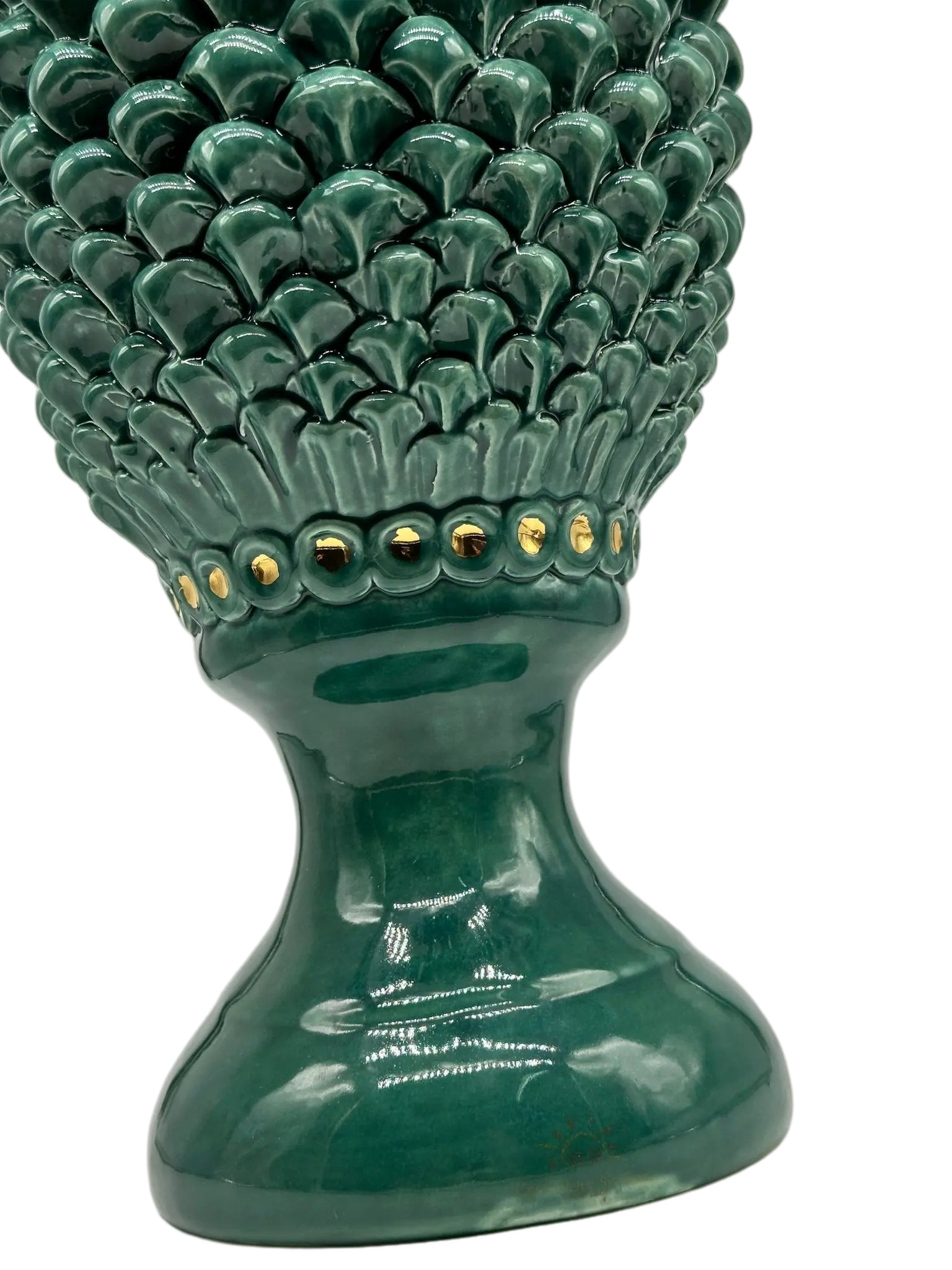 Pigna Ceramica Caltagirone cm H.45 Artigianale Verde Linea Luis DD CERAMICHE SICILIANE