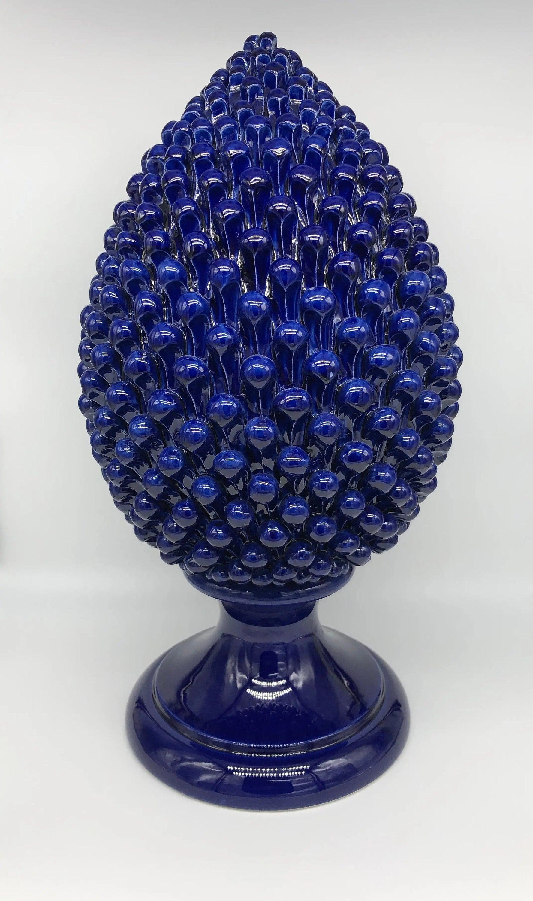 Pigna Ceramica Caltagirone cm H.50 Artigianale Blu DD CERAMICHE SICILIANE