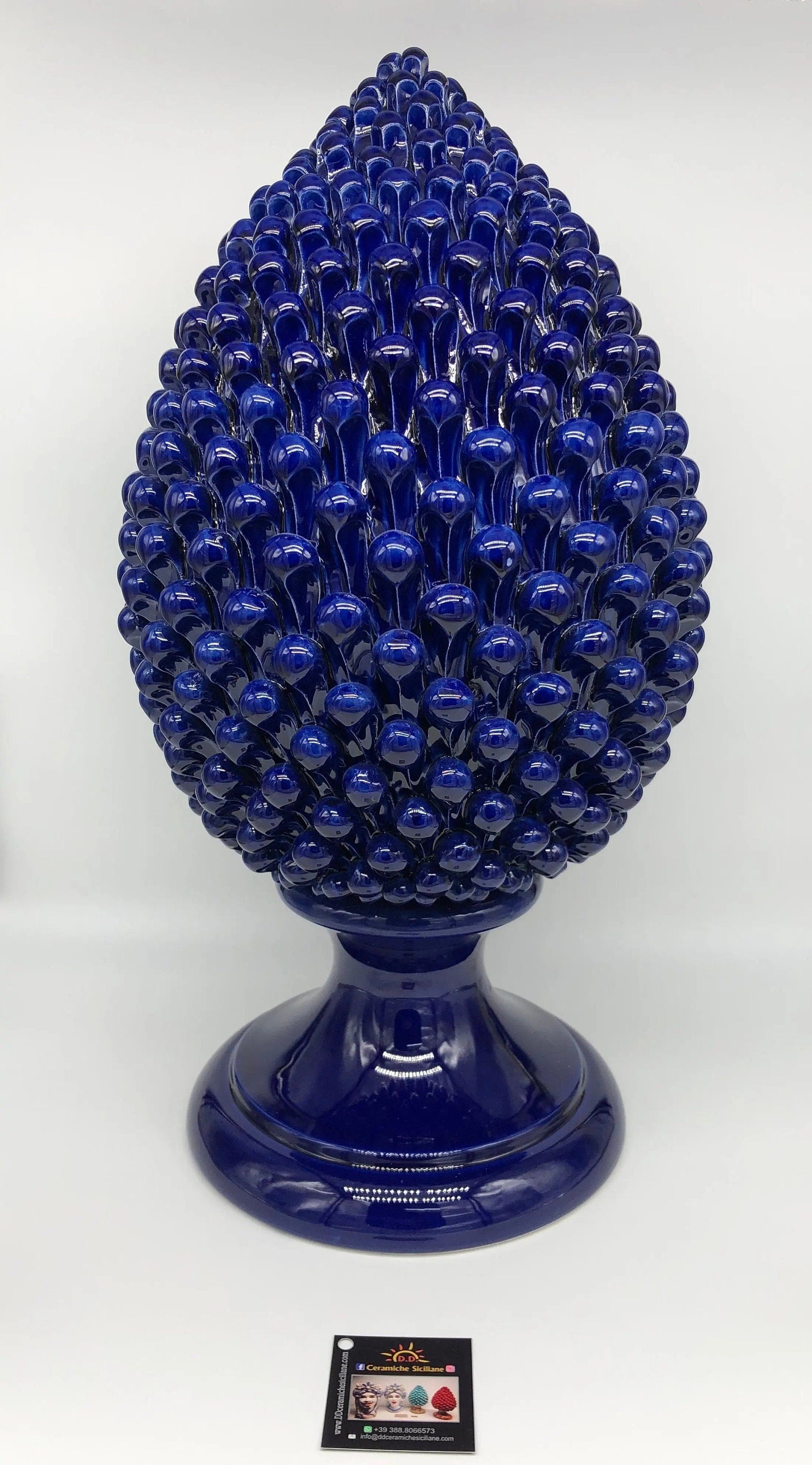 Pigna Ceramica Caltagirone cm H.50 Artigianale Blu DD CERAMICHE SICILIANE