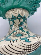 Pigna Ceramica Caltagirone cm H.50 Artigianale Verde Acqua Base Decorata DD CERAMICHE SICILIANE