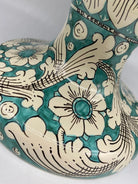 Pigna Ceramica Caltagirone cm H.50 Artigianale Verde Acqua Base Decorata DD CERAMICHE SICILIANE
