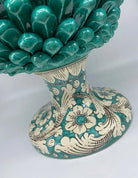 Pigna Ceramica Caltagirone cm H.50 Artigianale Verde Acqua Base Decorata DD CERAMICHE SICILIANE
