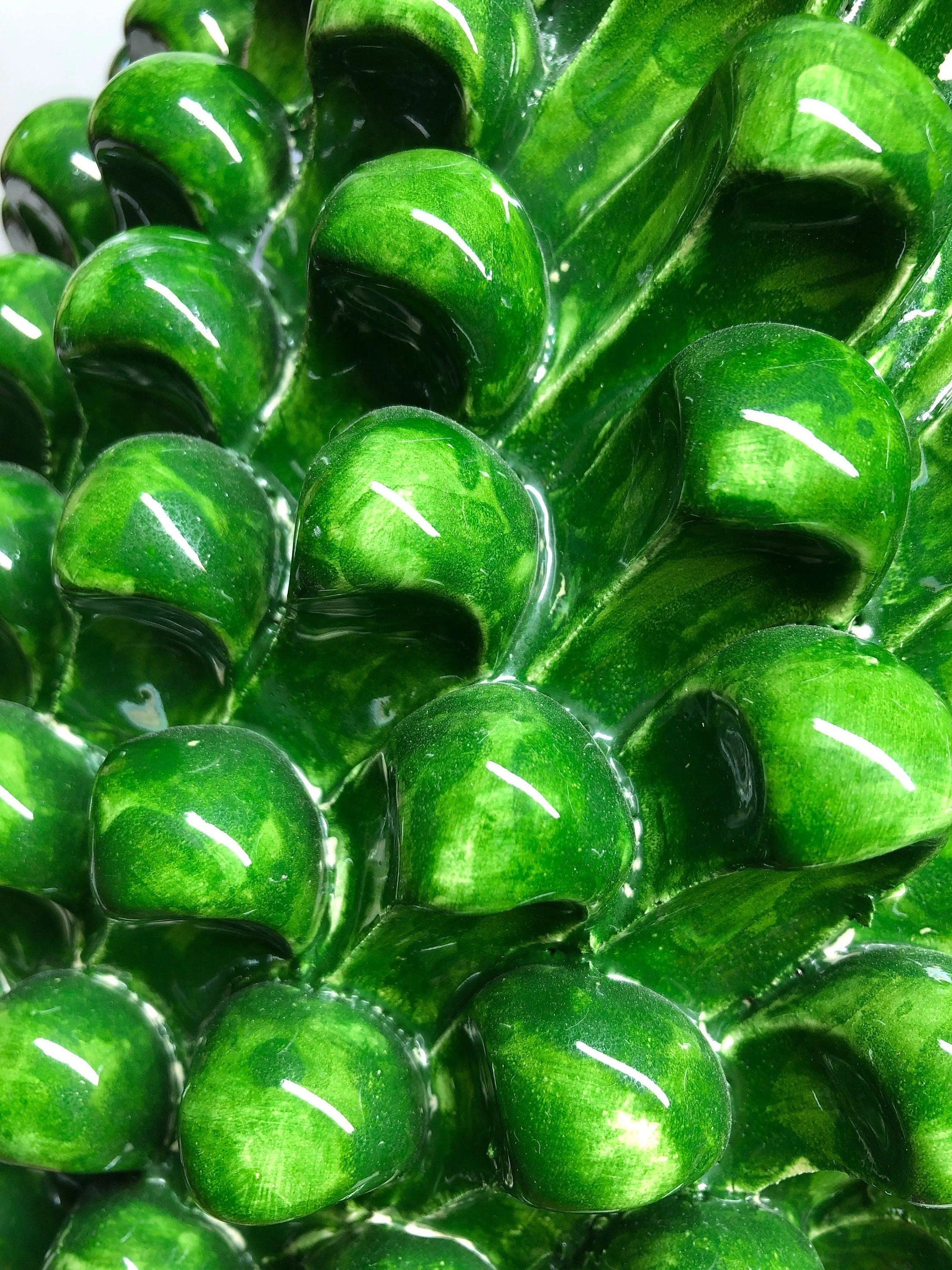 Pigna Ceramica Caltagirone cm H.50 Artigianale Verde Prato Base Decorata DD CERAMICHE SICILIANE