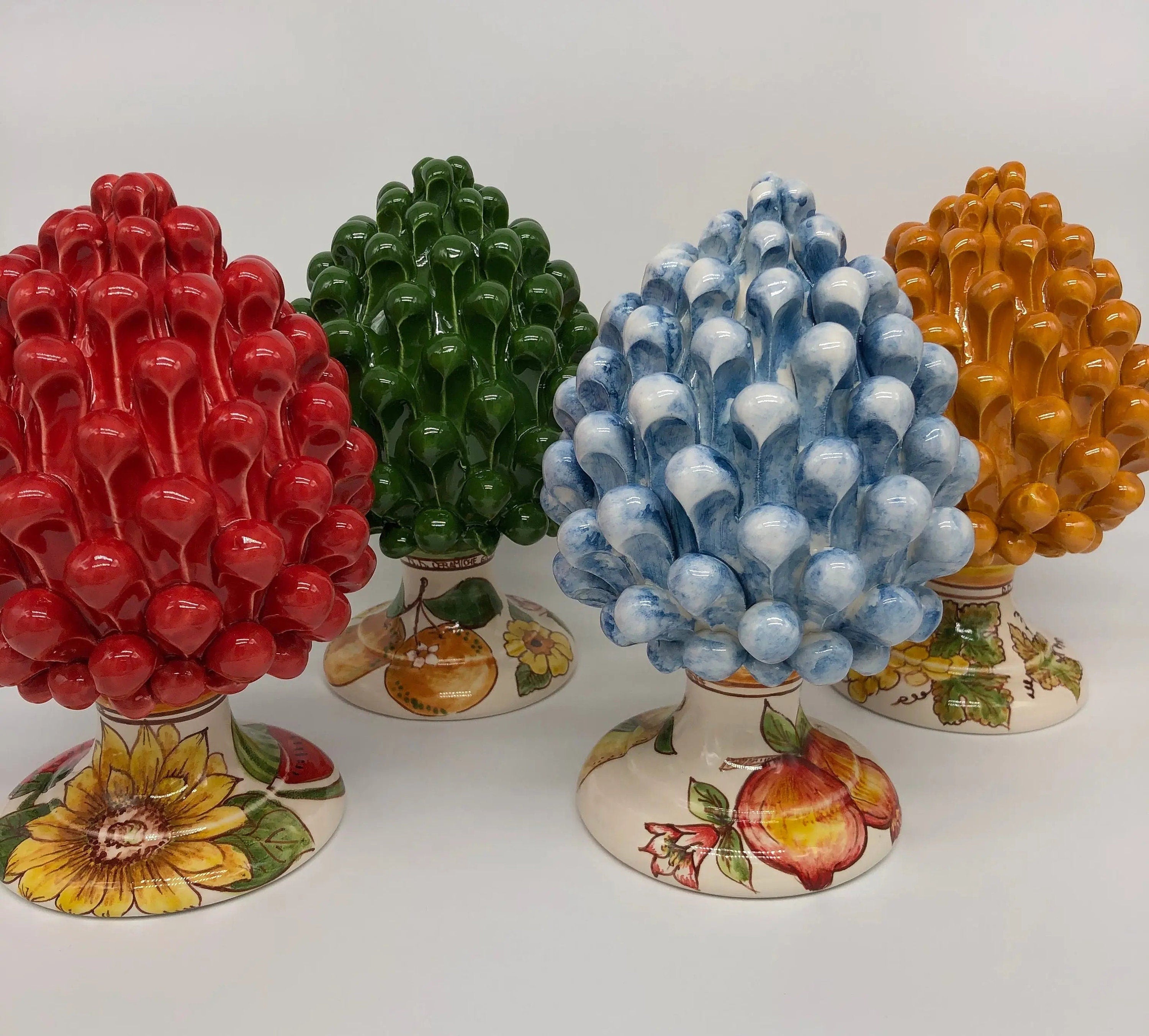 Pigna Ceramica Caltagirone Linea “4 stagioni” cm H.20 Artigianale DD CERAMICHE SICILIANE