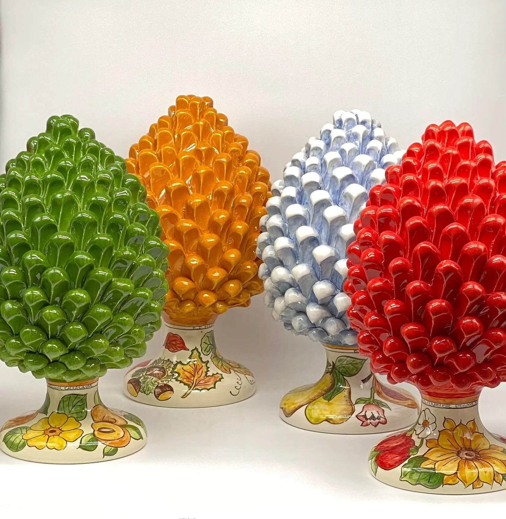 Pigna Ceramica Caltagirone Linea “4 stagioni” cm H.30 Artigianale DD CERAMICHE SICILIANE