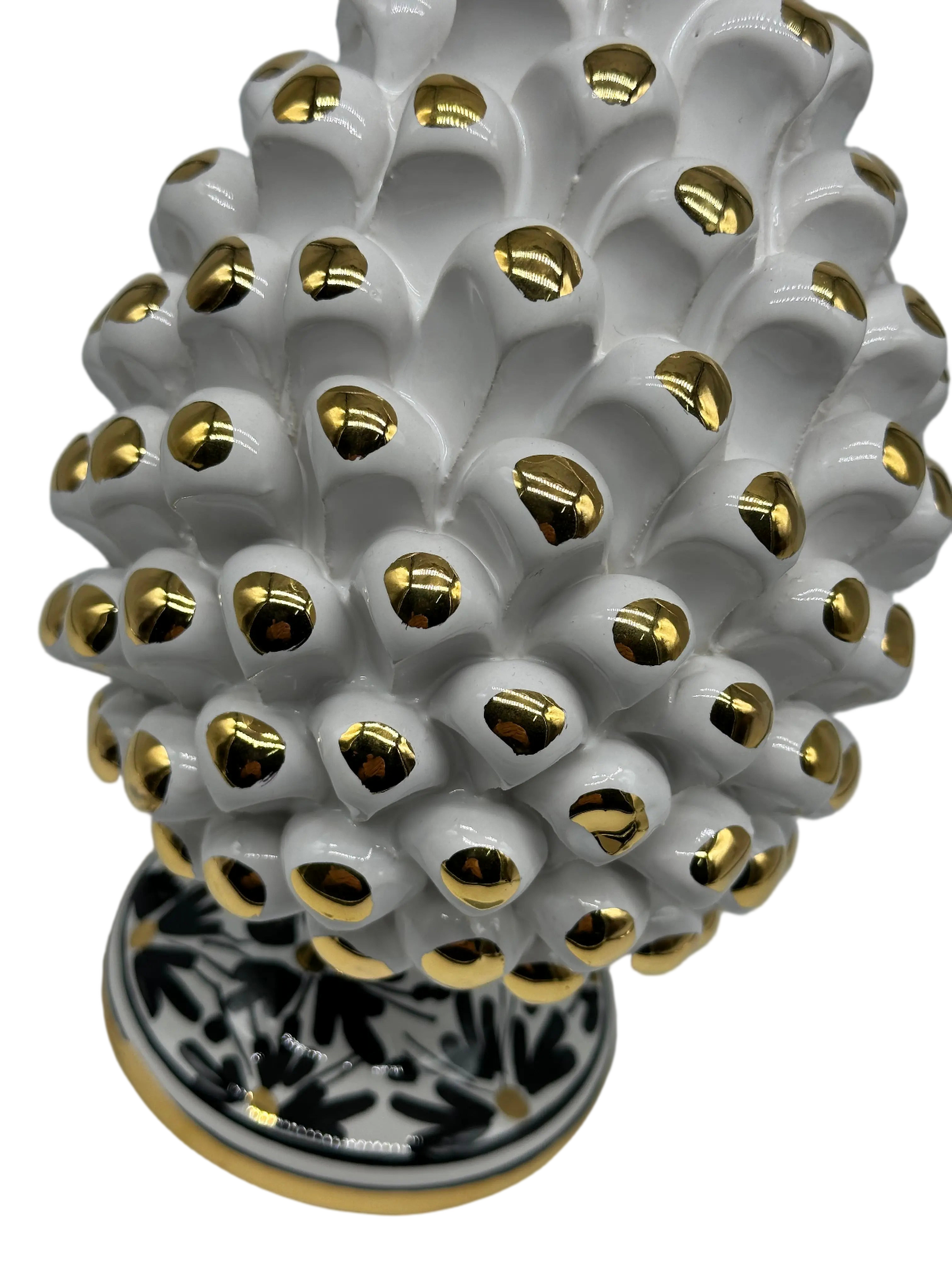 Pigna “CHIC” Ceramica Caltagirone cm H.20 Artigianale Bianco DD CERAMICHE SICILIANE