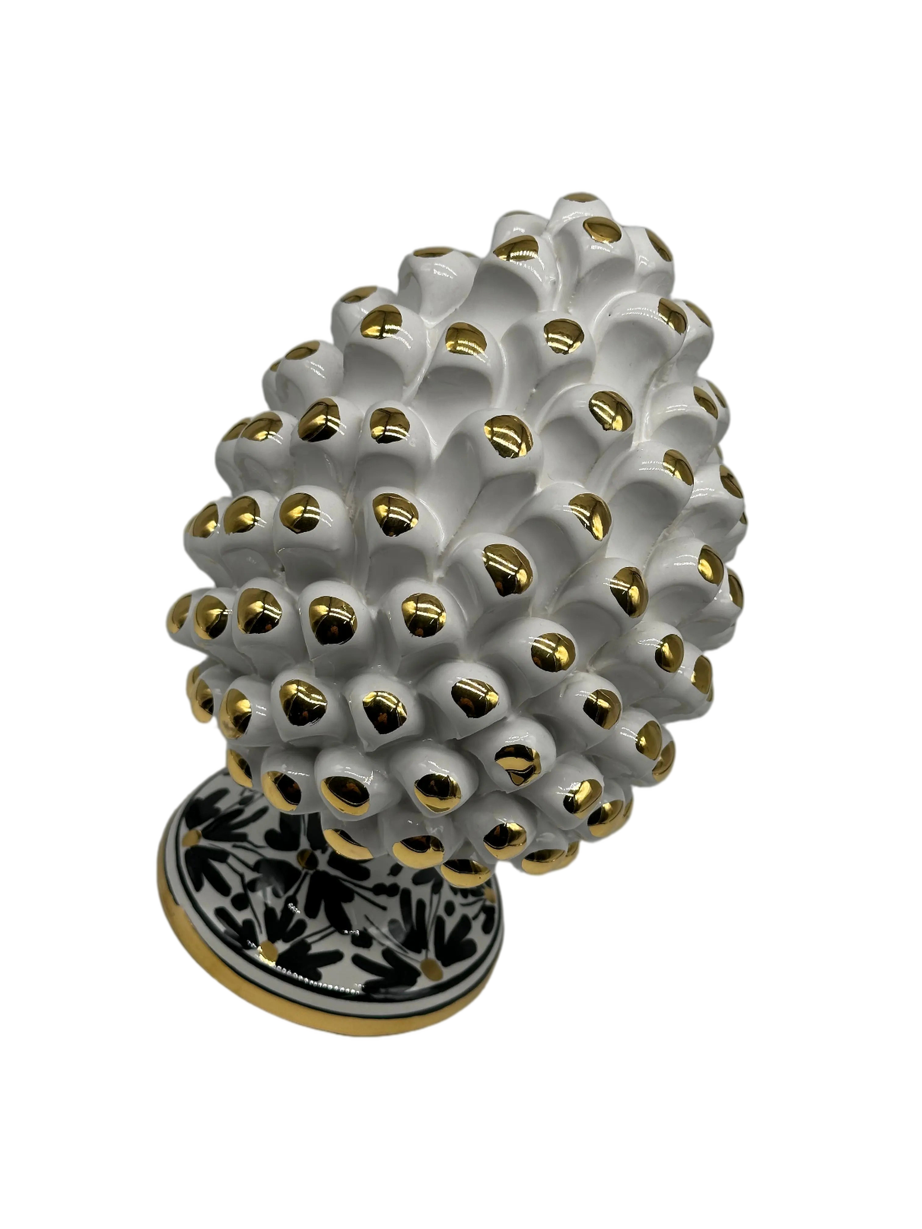 Pigna “CHIC” Ceramica Caltagirone cm H.20 Artigianale Bianco DD CERAMICHE SICILIANE